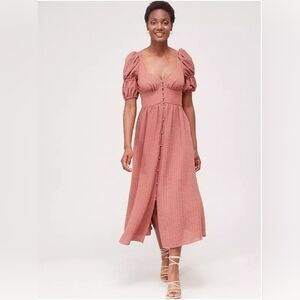 Ted Baker ANGEIA Textured Crepe Button Front Midi Dress Size 6 Prairie